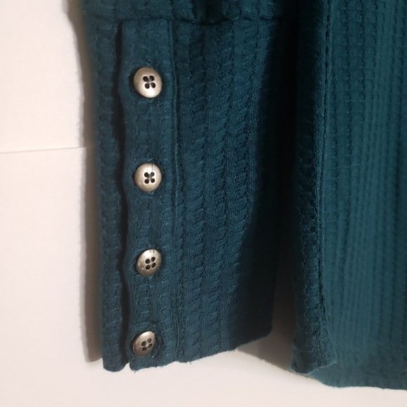 Chaser Teal Waffle Knit Long Sleeve Thermal Top - Picture 6 of 8
